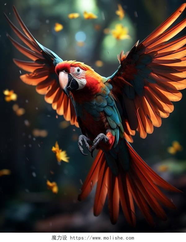 大自然野生动物禽类鸟类色彩鲜艳的鹦鹉拥有五颜六色漂亮的羽毛